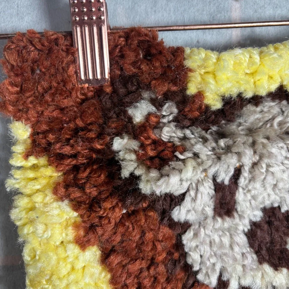 Handmade‎ Koala Latch Hook Wall Hanging Textile Art Yellow Brown Pillow